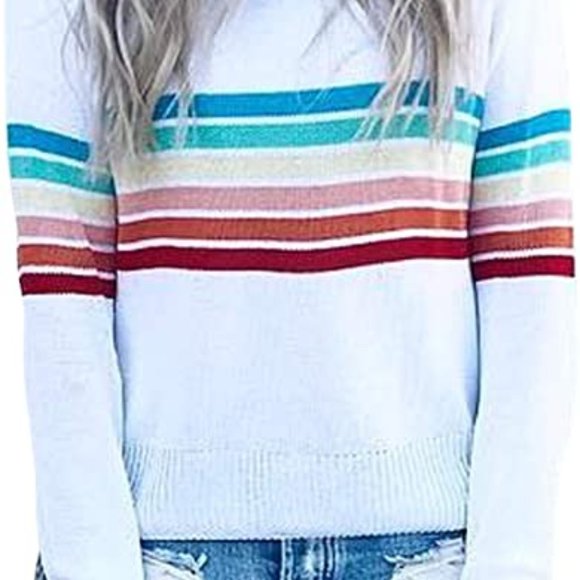 Cutest Long Sleeved Rainbow Striped Sweater - Picture 2 of 9